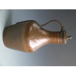 Turkish copper single handled water vessel with hinged lid, H 54cm
