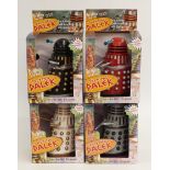 Four Product Enterprise Ltd Dr Who and the Talking Dalek Daleks in red, grey, black and white, all