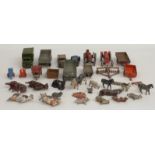 A collection of Britains and Dinky Toys lead and diecast model animals and vehicles