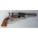 Italian .44 3rd model single action Dragoons style revolver with battle scene engraved to the