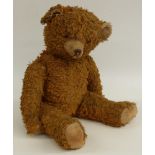 Merrythought cheeky style straw filled Teddy bear with shaved snout, cocked feet and wrists, jointed