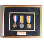 British Army WWI medals comprising 1914/15 Star, War Medal and Victory Medal, named to Pte C