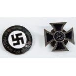 WWII German Nazi Third Reich enamel screw back badge with 'Alles Fur Deutschland' logo together with