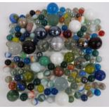 Over 750 glass marbles all with coloured or multi-coloured centres