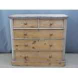Victorian pine chest of two over three graduated drawers. W121 x D53 x H110cm