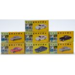 Seven Vanguards 1:43 scale diecast model cars some limited edition, all in original boxes.