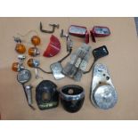 A quantity of motorcycle spares including indicators, chaincase etc