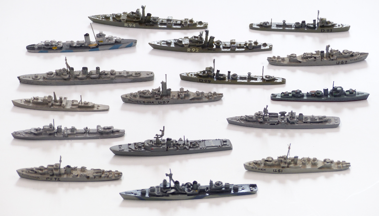 Sixteen Neptun and similar diecast model waterline ships including Black Swan, St Laurent,