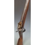 French 1867 model percussion hammer action Tabatiere rifle converted to a 12 bore shotgun with