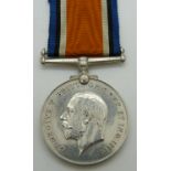 British Army WWI War Medal named to 12169 Pte G Turner 8th Battalion, Glosters/ Gloucestershire