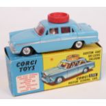 Corgi Toys diecast model Austin A60 De Luxe Saloon Corgi Motor School Car, with pale blue body,