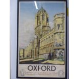 GWR and LMS Oxford railway poster by Ernest Coffin, 101 x 63cm