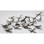 Fifteen Corgi and similar diecast model aeroplanes including Spirfire, Mustang F4U Corsair etc.