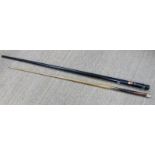 "The Stevenson" champion billiard/snooker cue made by Burroughs and Watts in original metal case