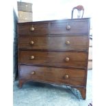 Victorian mahogany chest of two over three graduated drawers raised on bracket feet. W115 x D52 x