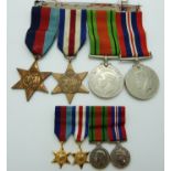 WWII British medals comprising 1939/45 Star, France & Germany Star, Defence Medal and War Medal with