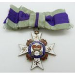 A hallmarked silver gilt and enamel medal "Order Crown Stuart Memento"
