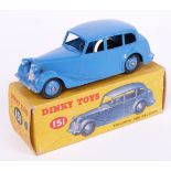 Dinky Toys diecast model Triumph 1800 Saloon with blue body and hubs 151, in original box.