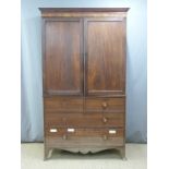 Victorian mahogany housekeepers cupboard with four sliding shelves above four straight drawers