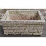 Pair of reconstituted stone garden planters. W71 x D53 x H29cm