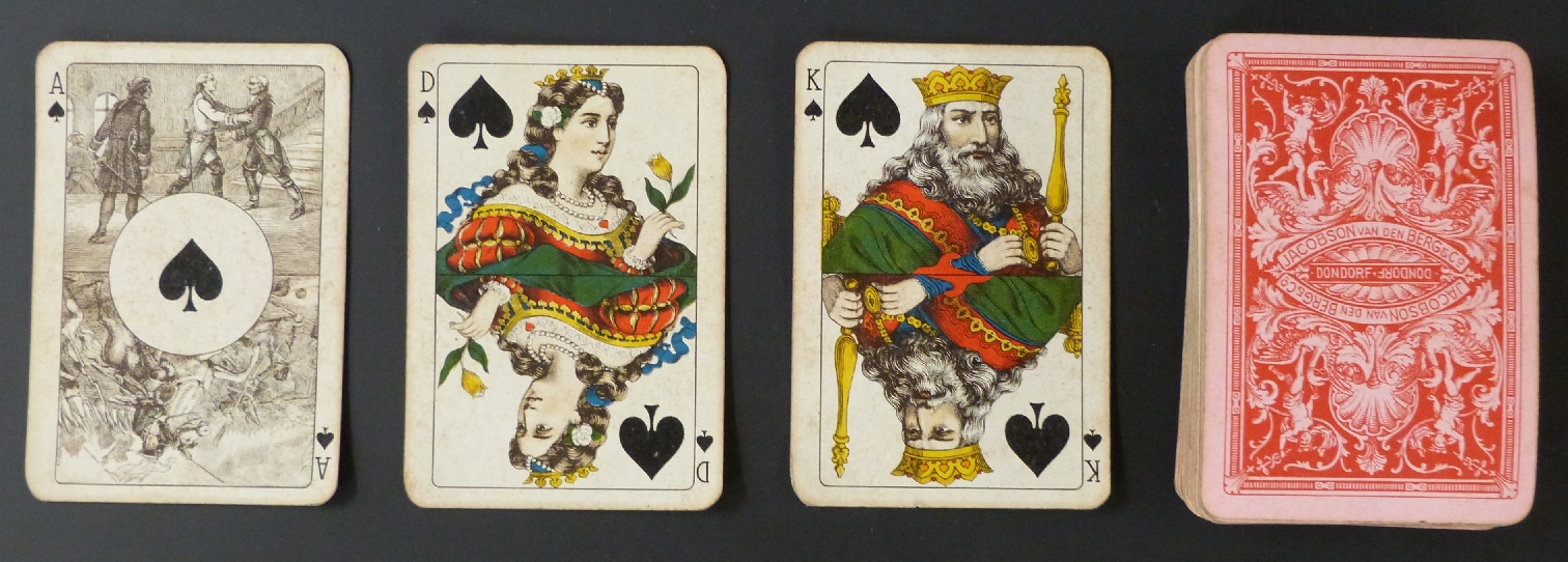 Dondorf, Frankfurt, Germany playing cards. Rhineland pattern. Standard courts. Aces each have 2