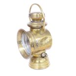 S.Smith & Sons brass veteran or early car car lamp, height 32cm