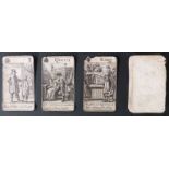 Randal Taylor playing cards. The Knavery of the Rump. Black and white engraved cards. Satirical