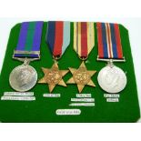British Army WWII medals comprising 1939/1945 Star, Africa Star, War Medal, together with a