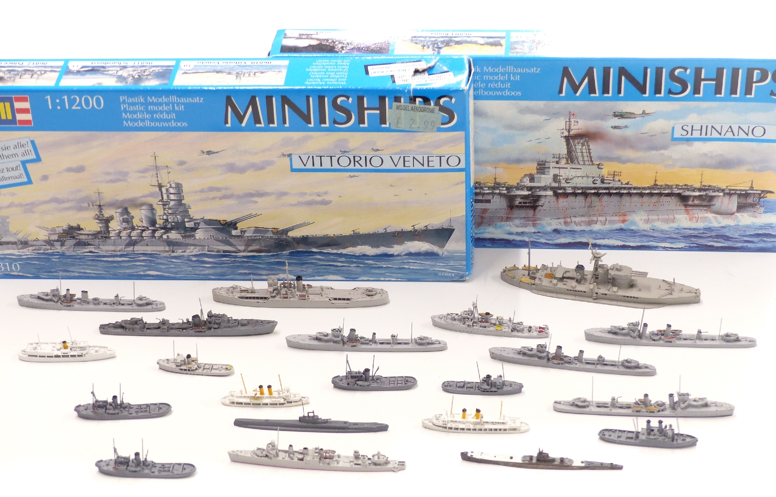 Twenty-one Neptun and similar diecast model waterline ships including Terror, Stuart, Savage etc,