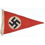 German Third Reich Nazi pennant, 33 x 20cm