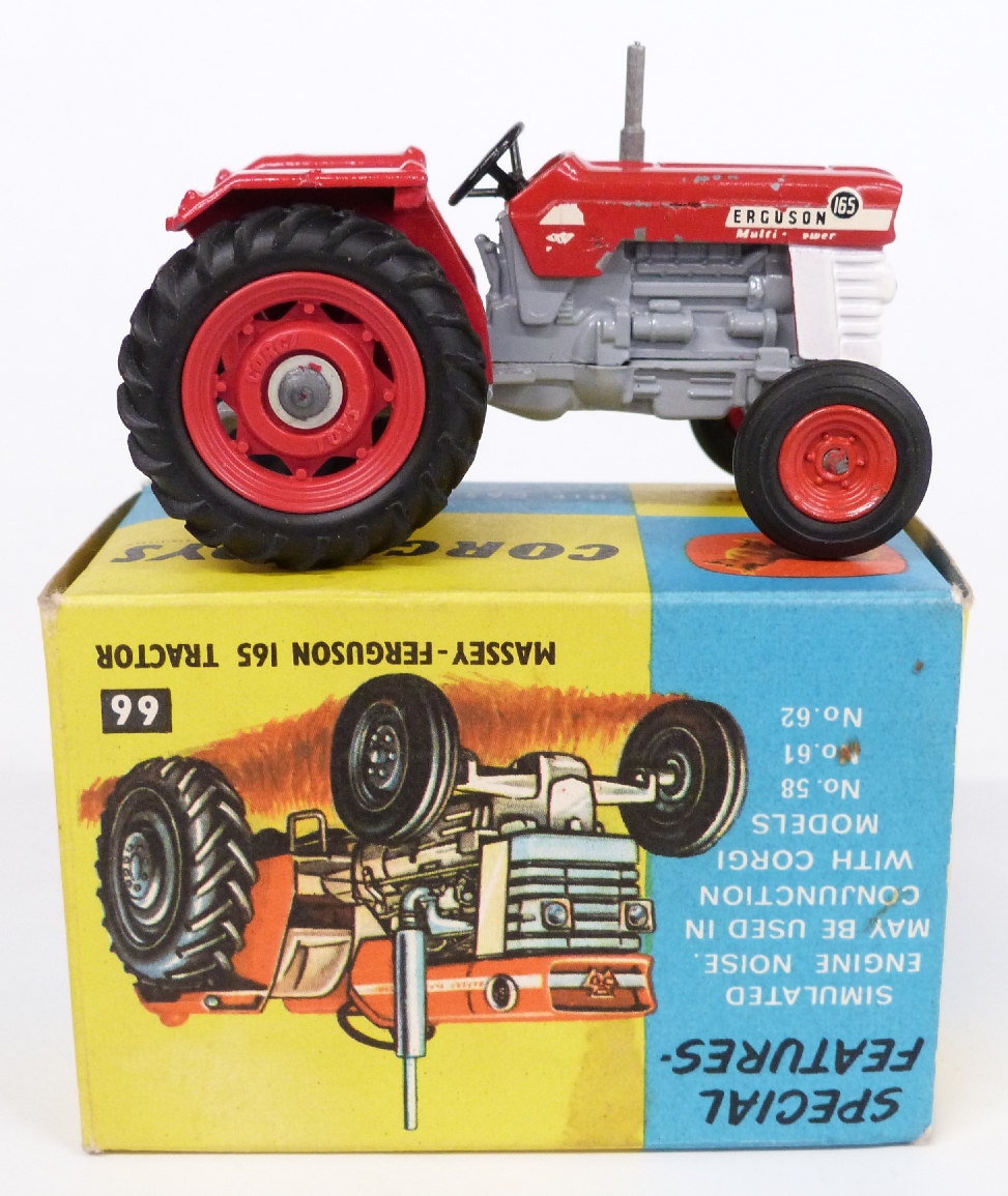 Corgi Toys diecast model Massey-Ferguson '165' Tractor with red body and hubs 66, in original box - Image 3 of 6