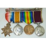 British Army WWI medals comprising 1914 Star, War Medal and Victory Medal named to 4573 Pte L.