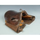 WWII mule saddle with metal and wooden frame and original stitched leather, probably Artillery or