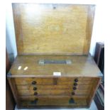 Mahogany Moore & Wright fitted tool chest with an arrangement of eight drawers