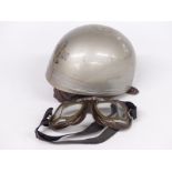 Vintage Everoak motorbike helmet and Stadium goggles