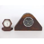 Smiths car clock in wooden case and a Rototherm desk thermometer