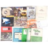 Quantity of classic motorcycle brochures including Triumph 1947, Norton 1947, 1961 and 1963, motor