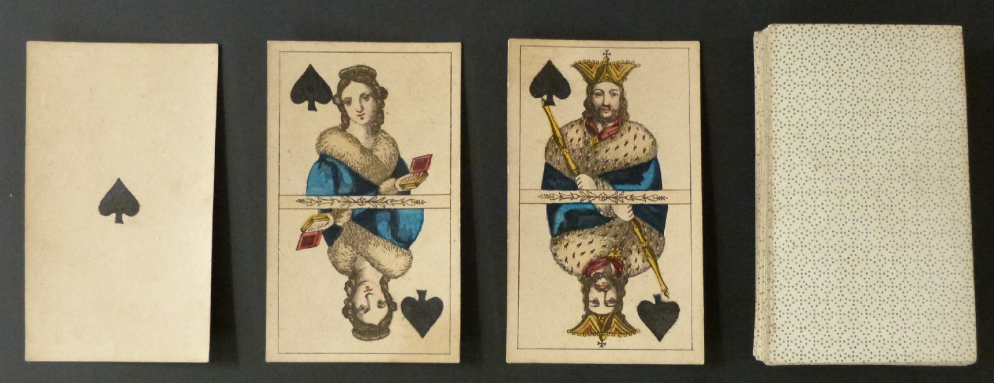 Max Uffenheimer, Vienna, Austria playing cards. Double ended courts, square corners, no indices. Tax