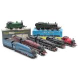 Seven 00 gauge model railway locomotives including A4 Pacific Tri-ang Wrenn BR tank, Graham Farish