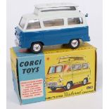 Corgi Toys diecast model Ford Thames 'Airborne' Caravan with two-tone dark and pale blue body and