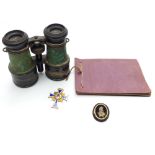 Nazi German Mother's Cross, binoculars, photograph album and badge