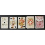Dondorf, Frankfurt, Germany playing cards. Swiss Costumes no. 174. Backs with Swiss flag and