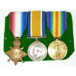 British Army WWI medals comprising 1914/1915 Star, War Medal and Victory Medal, named to 5913 Pte
