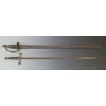 Two swords including a 1796 pattern infantry officer's sword with 78cm blade.