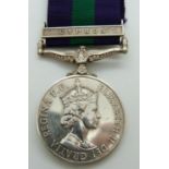 British Army General Service Medal with clasp for Cyprus, named to 23328706 Pte P J Walsh, Army