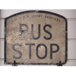 H.C. & B.R. joint services bus stop double sided metal sign, 27 x 31cm