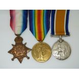 British Army WWI medals comprising 1914 Star, War Medal and Victory Medal named to 455 Gnr R