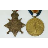 British Army WWI medals comprising 1914/1915 Star and Victory Medal named to 8439 Gunner A J