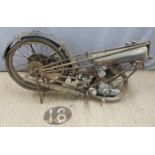 1927 Cotton 350cc OHV works racing motorcycle DF 2694, recently discovered in a local house