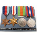 British Army WWII medals comprising 1939/1945 Star, France & Germany Star, War Medal and Defence